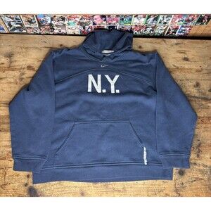 Nike New York Yankees Center Swoosh Hoodie Sweatshirt MLB NY Youth Lrg Y2K VTG
